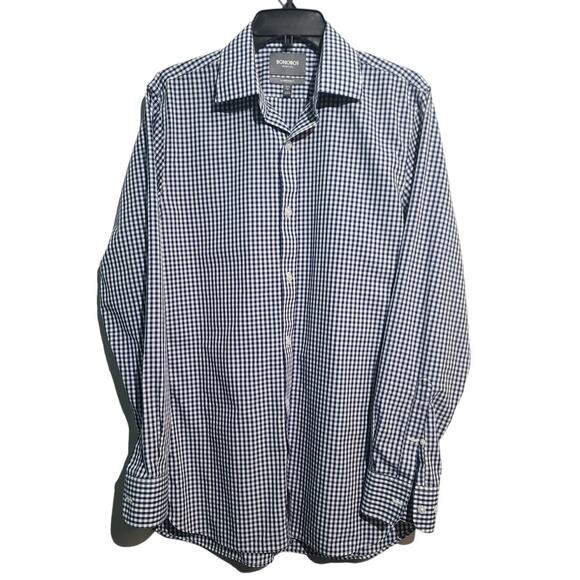 Bonobos Navy Gingham Tailored Slim Fit Wrinkle Free - Picture 1 of 5